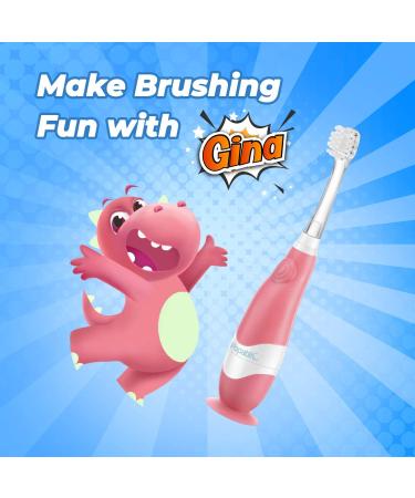 Papablic Gina Toddler Sonic Electric Toothbrush (4 Pack) - Cute Dino Covers, 4 Replacement Brush Heads for Ages 1-3 - Buy Online on GoSupps.com