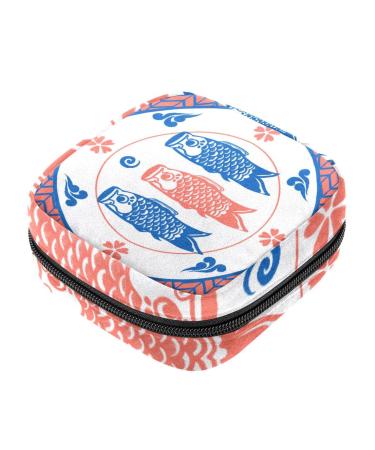 Fish Sanitary Napkin Storage Bag for Girls Women Portable First Period Pads Bag Tampons Holder Girls Travel Makeup Bag Large Capacity Multicoloured 04