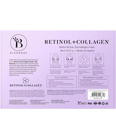 BLOOMORA Retinol & Collagen Under Eye Gel Patches (30 Pairs) | Eye Masks for Puffy Eyes | Under Eye Patches for Dark Circles & Puffiness | Under Eye Mask for Eye Care | Collagen Eye Patches - Buy Online on GoSupps.com