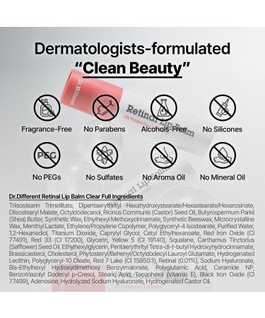 Dr.Different Retinal Lip Balm Duo - Clear & Tinted Moisture Set Anti-Wrinkle Retinal Lip Treatment K-Skincare made by Korean Dermatologist 0.14oz each - Buy Online on GoSupps.com