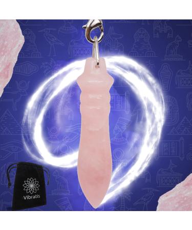 Egyptian pendulum for radiesthesia Thot made of real pink quartz magnetizing from rose quartz ideal for emotional care