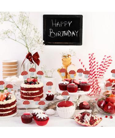 HOKPA Mushroom Cupcake Toppers 24Pcs Cute Mushroom Cupcake Picks for Baby Shower Wedding Forest Plant Mushroom Theme Party Decoration - Buy Online on GoSupps.com
