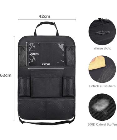 Billybath Backrest Protection for Kids - 2 Pack Car Seat Organizer with Waterproof 600D Oxford Fabric & 10 Tablet Pocket - Ideal Car Backseat Accessory - Buy Online on GoSupps.com