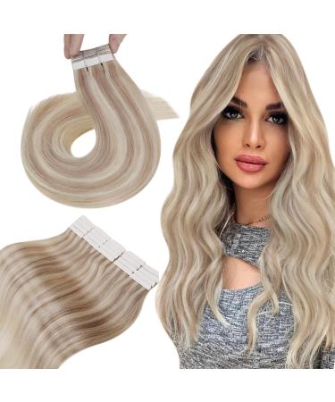 Hetto real hair tape in extensions blond extensions tape real hair silky hair climbing tape real hair remy tape in extensions real hair ash blonde with blonde #18a/613 50cm 50 cm 1-1 #18/613 blond highlight - Buy Online on GoSupps.com