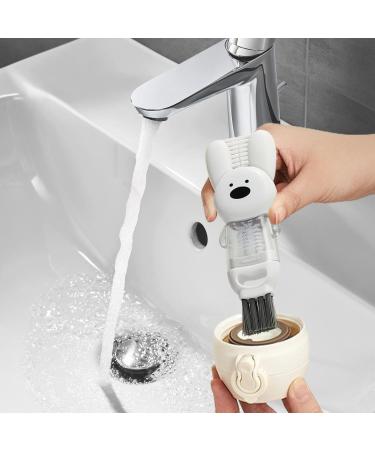 Fovolat Lid Cleaning Brush | Cup Mouth Scrubber | Cup Lid Cleaning Brush 4-in-1 Multifunctional Cleaning Brush Portable Cup Lid Cleaner Brush White - Buy Online on GoSupps.com