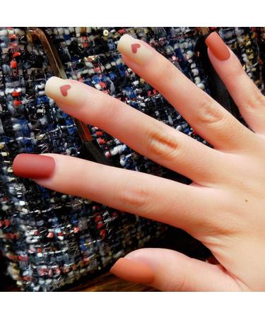 Sethexy 24-Piece Heart-Shaped Medium Full Cover Art Fake Nails for Women & Girls - Colorful Square Design - Buy Online on GoSupps.com