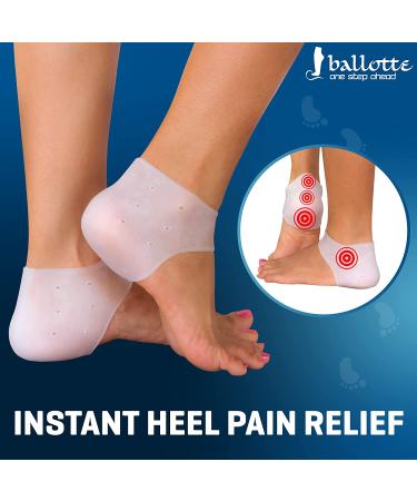 Silicone Heel Protectors - Fast Heel Pain Relief for Plantar Fasciitis - 2 Pair Silicone Socks Heel Pads - Buy Online on GoSupps.com