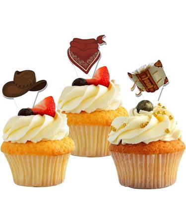 36 Pieces Cowboy Cupcake Toppers Cowboy Hats Cupcake Picks Western Theme Birthday Party Baby Shower Cake Decorations Supplies - Buy Online on GoSupps.com