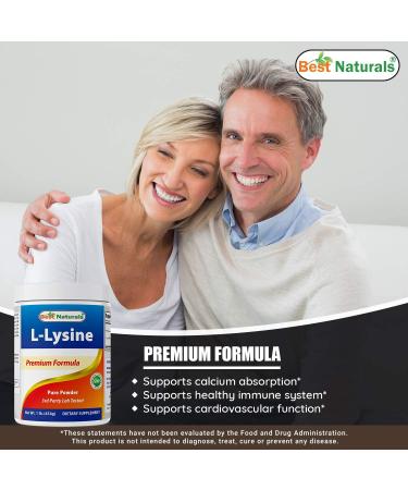 Best Naturals Lysine Powder 1lb - 100% Pure Supplement for Immune Support - Buy Online on GoSupps.com
