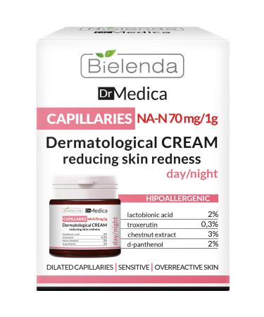 Bielenda Dr Medica - Reduces Skin Redness Prevents The Formation Of New Veins Enhances Elasticity Of Capillaries - Dr Medica Capillary Skin Dermatologic Anti-Redness Face Cream Day/Night - 50 ml