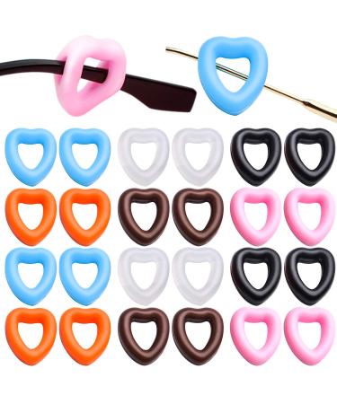 JDesun slipproof glasses handles 12 pairs of silicone glasses brackets Tips Heart Earrings Harrow holder glasses holder glasses holder blue black pink orange brown white for glasses sunglasses reading glasses