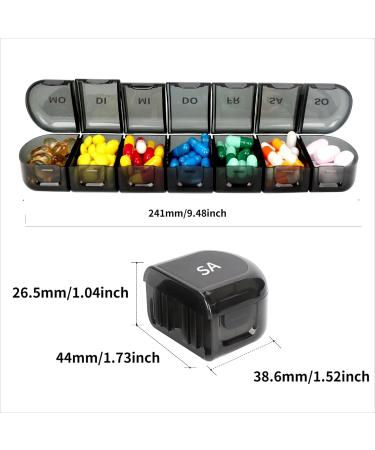 7-Day Pill Organizer Box - Moisture-Resistant Tablet Case with 7 Compartments for Travel & Home - Black - Buy Online on GoSupps.com