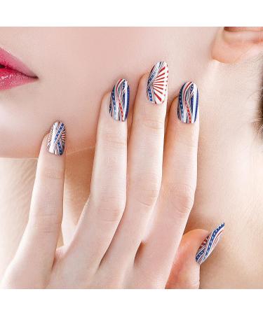 Dunzy 16 Sheets 4th of July Nail Stickers - Patriotic Independence Day Design with Nail File - Self-Adhesive Wraps & Decals for Manicure - Buy Online on GoSupps.com