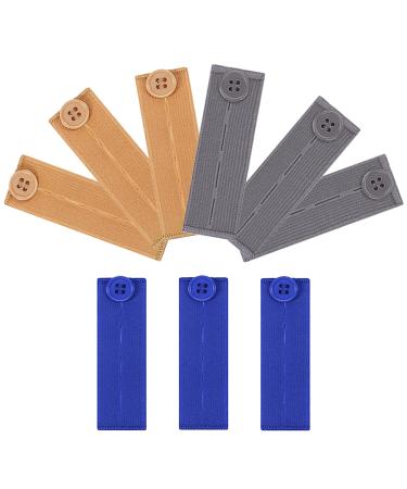 9PCS Adjustable Waistband Expanders - Elastic Button Extenders for Pants, Shorts, Jeans (Blue Grey Brown) - Buy Online on GoSupps.com