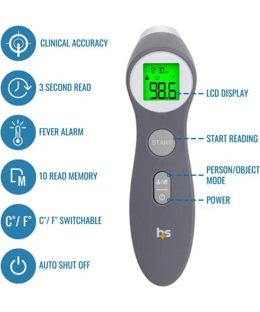 HealthSmart Digital Infrared Thermometer - Accurate Forehead & Baby Thermometer for Adults, Children, and Object Temperature Testing - Buy Online on GoSupps.com