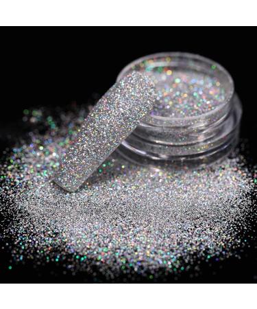 Holographic Nail Glitter - Reflective Laser Silver Nail Powder for Women & Girls - Shiny Pigment in Blue, Purple, Gold - Diamond Sequin Design - Nail Art Decor - Buy Online on GoSupps.com