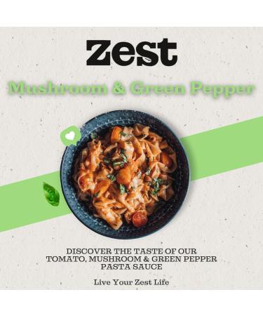 Zest Tomato Mushroom and Green Pepper Pasta Sauce 340g Vegan Dairy & Gluten Free Plant Based No Added Sugar - Buy Online on GoSupps.com