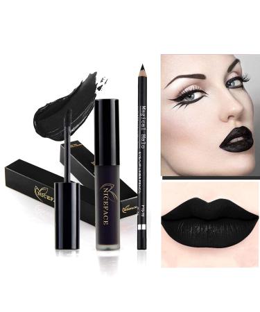 Coosa Professional Makeup Matte Liquid Lipgloss & Lip Liner Set - Long Lasting Waterproof Liquid Lipstick Set in Black (2 PCS) - Buy Online on GoSupps.com