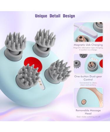 Electric Head Massager - 2 Speeds 360 Rotation Relaxing Scalp Massage Device for Cats - Blue - Buy Online on GoSupps.com