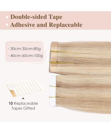 Tess Tape Extensions: 40 Pack Remy Real Hair 45 cm - Cheap Gold Blonde Balayage (#018/613) - 100g Tape-In Hair Extensions - Buy Online on GoSupps.com