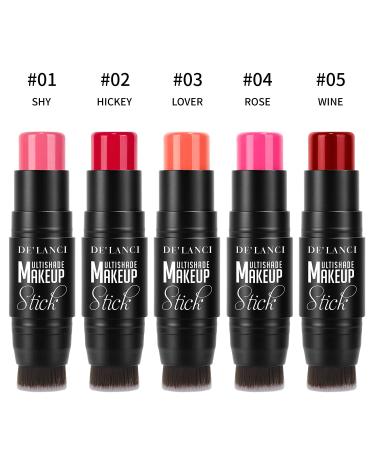 DE LANCI Matte Blush Stick for Cheeks - Dark Red, Ultra Pigmented Color Pop Makeup with Built-in Brush - Travel Size, Cruelty-Free Gift for Women/Girls - Buy Online on GoSupps.com