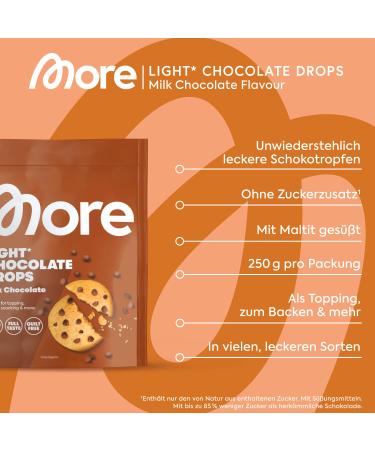 Buy More Light Chocolate Drops | Whole Milk 3 x 250g | Low Sugar Chocolate Sprinkles for Baking & Snacking - International Shipping - Buy Online on GoSupps.com