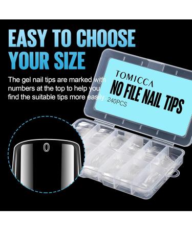 Tomicca 240 Pieces Short Square Gel Nail Tips - Full Cover Artificial Nails for DIY Nail Art & Nail Studios - 15 Sizes Half Matte Tips - Buy Online on GoSupps.com