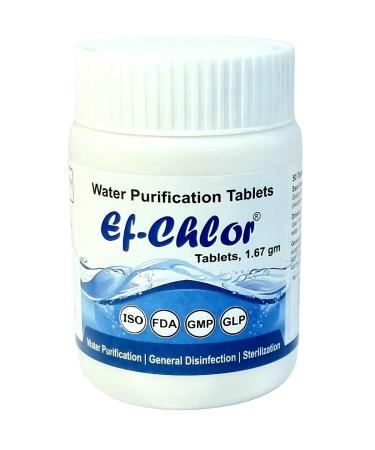 Ef-Chlor Overhead & Underground Water Tank Purification Tablets (1.67gm) Jar of 50 Tablets Having 3 Years Shelf Life 1 Tablet Purifies 132 Gallons Water
