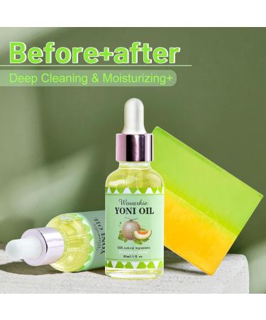 3 PCS Yoni Oil & Bar Soap Set for Women - pH Balanced Feminine Care Odor Eliminator Natural Moisturizer - 2 x 1fl.oz Essential Oil & 1 x 3.53oz Honeydew Yoni Bar - Buy Online on GoSupps.com