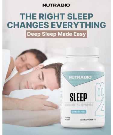 NutraBio Sleep - Advanced Deep Sleep Supplement - Restorative Natural Sleep Aid Reduces Restlessness - Melatonin Free Sleep Aid - 30 Servings- 90 Capsules - Buy Online on GoSupps.com