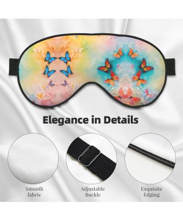 Butterfly Print Unisex Sleep Mask - Double-Sided Eye Mask for Sound Sleep & Skin Care - Black - Buy Online on GoSupps.com