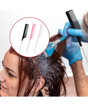 3 Pcs Hair Comb Parting Comb Pin Tail Combs Rat Tail Combs Salon Hairdressing Comb with Stainless Steel Handle Anti-static Tail Comb Sectioning Comb Fine Tooth Combs for Women Barber(3Colors) - Buy Online on GoSupps.com