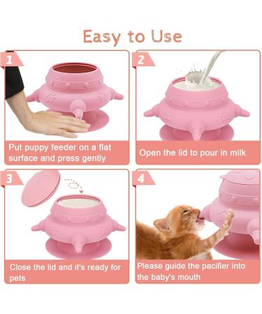 Puppy Feeders for Multiple Puppies Newborn Pets Cat & Dog Milk Feeder Kittens Puppies Feeding Bowl 240ml Small Dog Bubble Feeding Device with 4 Nipples Puppy Bottles for Nursing Puppy (Pink) - Buy Online on GoSupps.com
