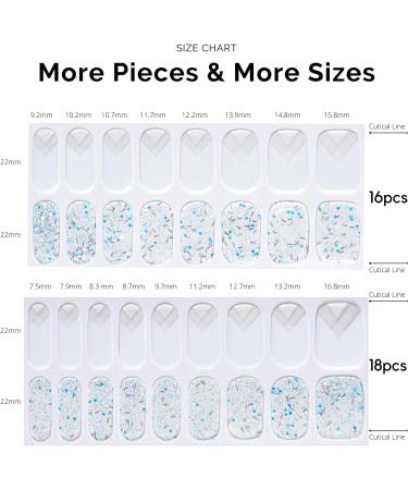 NAILOG Semi Cured Gel Nail Strips - 34 pcs Salon-Quality Long Lasting Nail Wraps with Soft Gel Finish - White French Tip Silver Glitter Quartz - Buy Online on GoSupps.com