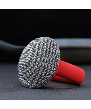 Besreey Stainless Steel Dish Scrubber Silicone Handle Pot Cleaning Scrubber Brush - Ergonomic Multi-Functional Kitchen Dish Scrubber Cast Iron Brush for Pans Grills Kitchen Stove Red - Buy Online on GoSupps.com