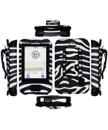 Fitted Leather Case W/Screen Protector (Includes Carabiner & Lanyard) for Dexcom Receiver G6 CGM (WBZEBRA)