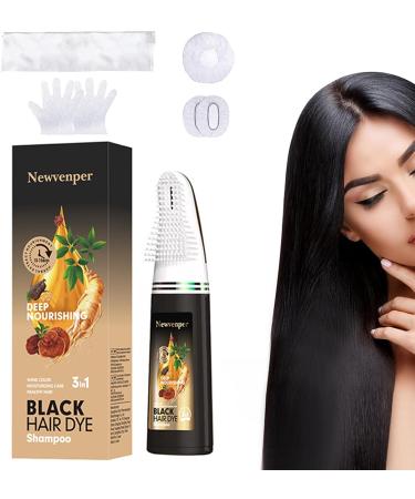 Black Hair comb Dye Shampoo Long-lasting Hair Color Shampoo Travelling Outfit For Women Men Easy Comb Dyeing 200ML 200 ml (Pack of 1) Black - Buy Online on GoSupps.com