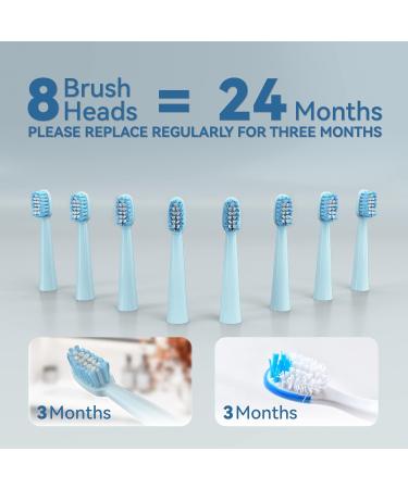7AM2M Sonic Electric Toothbrush - Rechargeable for Adults & Kids 8 Brush Heads 5 Modes Smart Timer Fast Charge - Blue & Light Blue - Buy Online on GoSupps.com