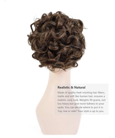 Yamel Curly Bun Scrunchie Hairpiece in Light Brown for Women - Synthetic Updo Combs Extension - Buy Online on GoSupps.com