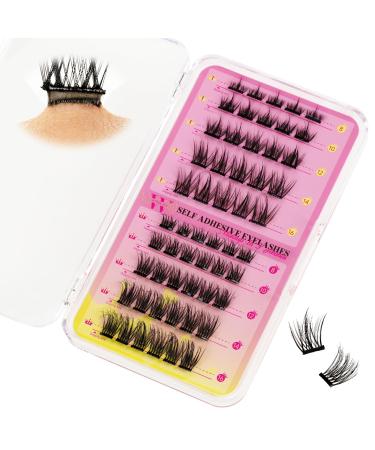 Self-adhesive Lash Clusters 55Pcs Cluster Lashes Cluster Eyelash Extensions Mix8-16mm Sticking Eyelashes Clusters Wispy DIY Eyelash Extension Thin Band For Makeup at Home by W(02)