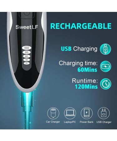 SweetLF Electric Razor for Men Upgraded Mens Electric Shaver IPX7 Waterproof Wet and Dry Shaver with Retractable Beard Trimmer LED Display 60Mins Fast Charging(Plus 3 Blades + 1 Charger) Dark Black - Buy Online on GoSupps.com