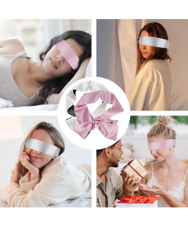 2 Pcs Silk Satin Eye Masks - Adjustable Sleep Masks for Games | Pink Black & White - Smooth Blindfolds for Ultimate Comfort - Buy Online on GoSupps.com