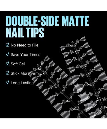 TOMICCA Short Oval French Nail Tips - 240pcs Natural Matte False Nails for Acrylic Extensions | Half Cover Artificial Nail Tips in 15 Sizes | Salon Quality Half Cover-Short Oval - Buy Online on GoSupps.com