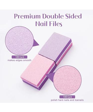 Buy CGBE 50 Pack Nail Buffer Blocks 100/180 - Double-Sided Polishing Blocks for Gel & Acrylic Nails - Washable Pink/Purple - Buy Online on GoSupps.com