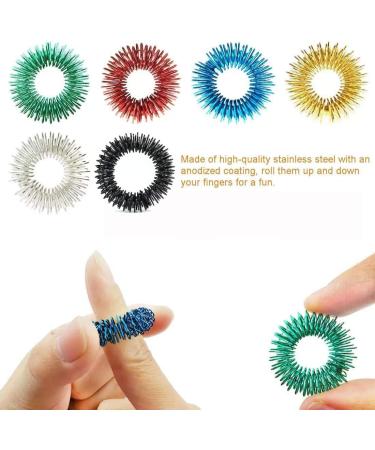 Massage Rings Set - 6 Colorful Spiky Sensory Finger Rings for Stress Relief Acupressure & Fidgeting - Noiseless Stress Reducer for Adults & Teens - Buy Online on GoSupps.com