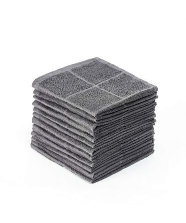 Glynniss Dishcloths Kitchen Highly Absorbent Dish Rags 100% Cotton Dish Cloths for Washing Dishes, Cleaning (12pcs Gray)