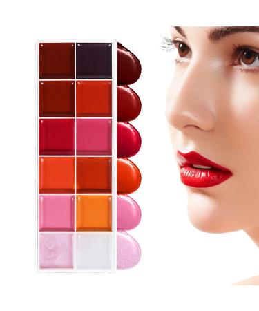 Lipstick Palette | Eyeshadow Palette | Water-Resistant Moisturizing Kit Bright Shades High Pigmentation 12 Colors Lip Gloss Women Girls