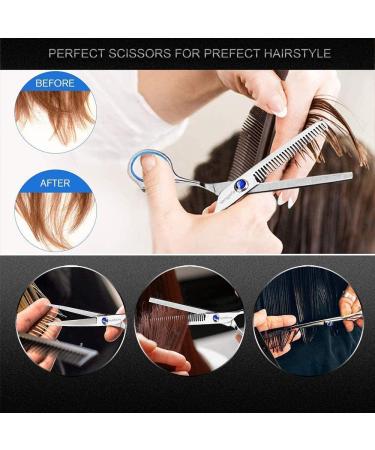 Professional Hair Cutting Scissors Kit - 12Pcs Set with Thinning Shears, Comb, Cloth, Clip - 4CR Stainless Steel for Home Salon and Barber Use - Buy Online on GoSupps.com