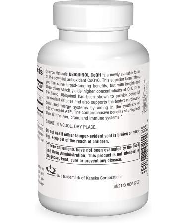 Source Naturals Ubiquinol CoQH 100 mg - 90 Softgels for Heart Health - Buy Online on GoSupps.com