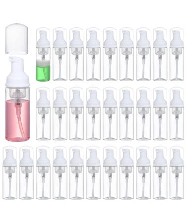 Foam Soap Dispensers Bottles with Pump 2oz/60ml 30 PCS Mini Travel Size Bottle Refillable for Hand Sanitizer Lash Shampoo Liquid Cleaning Clear